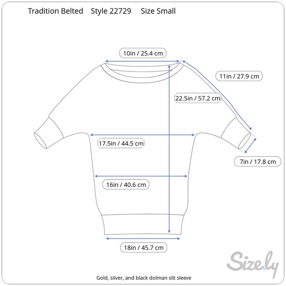 Women's TRADITION Vintage Gold, Silver, and Black Slit Sleeve Blouse Size Small - Picture 15 of 15